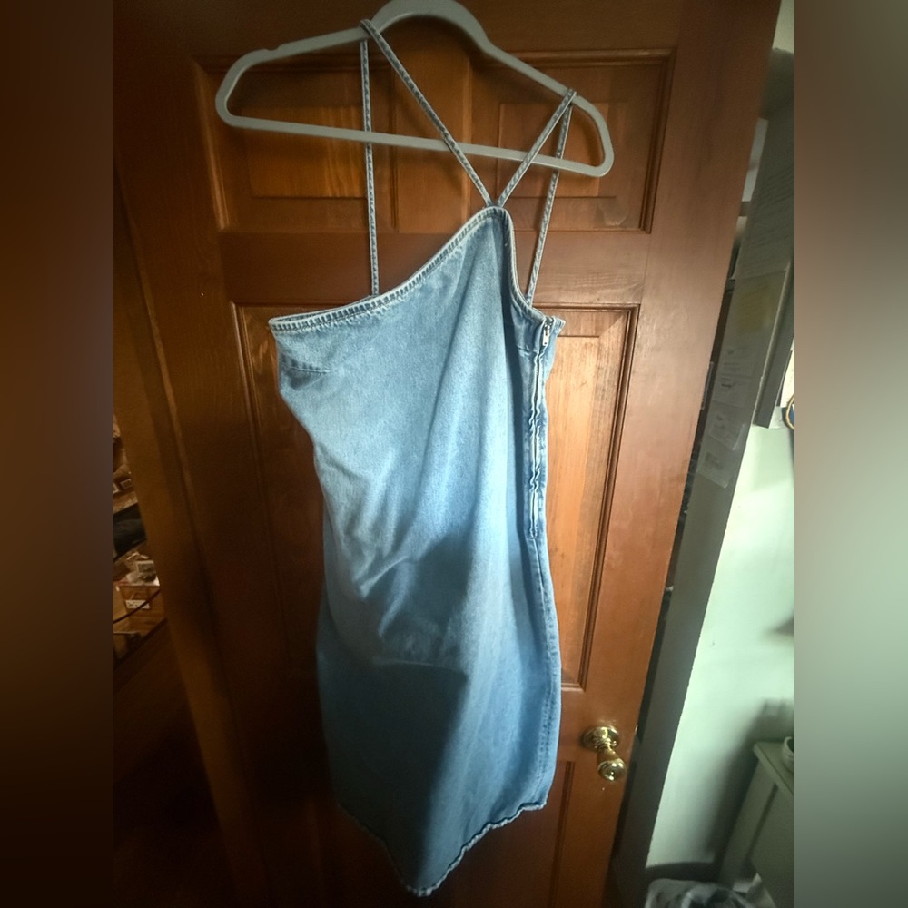 Zara Blue Denim Midi Dress